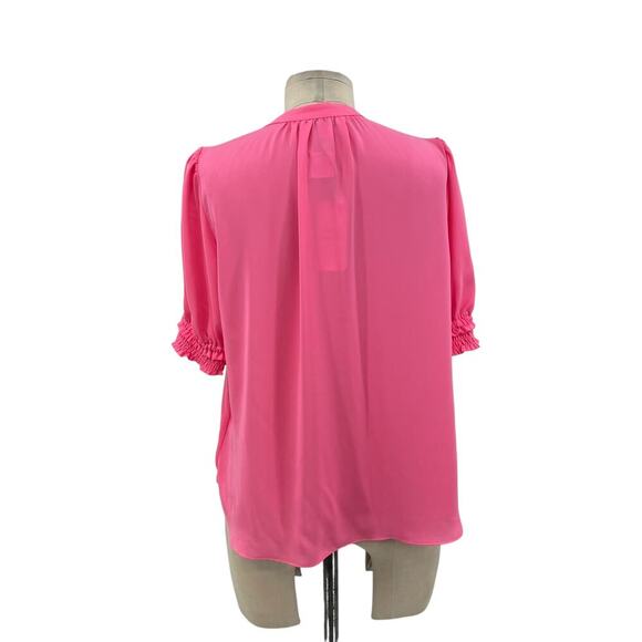 Current Air Los Angeles Pink V-Neck Short Puff Sleeve Blouse Size XS - Picture 7 of 11